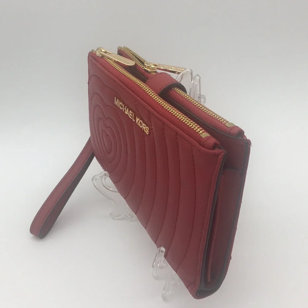 Michael Kors Peyton LG Double Zip Wristlet scarle - Picture 2 of 8
